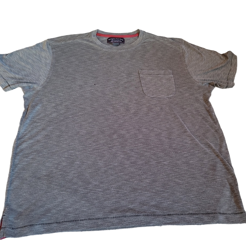Bahama Bay Club Mens Shirt Large Short Sleeve Gray Pocket
